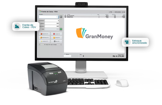 Sistema GranMoney com Frente de Caixa PDV Online grátis integrado a uma impressora térmica não fiscal