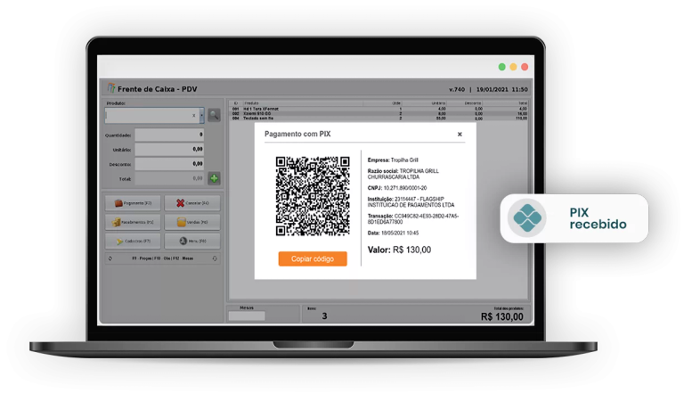 Sistema GranMoney com Frente de Caixa PDV online grátis integrado a conta digital GM Pay para recebimento de pix